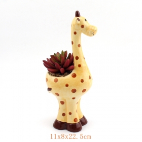 Cute ceramic giraffe planter filled with flowers
