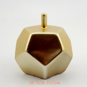 Matt gold ceramic decorative apple figurine faceted