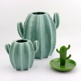 CACTUS Cactus PORCELAINE BLANC H 22 cm 2er Set