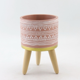 Concrete Desktop Planter With Wooded Legs For Sale