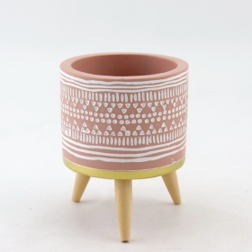 Concrete Desktop Planter With Wooded Legs For Sale