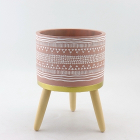 Concrete Desktop Planter With Wooded Legs For Sale