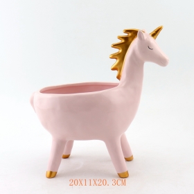 Supplying Set of 2 Unicorn Ceramic Planter
