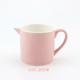Blue and Pink Speckle White Ceramic Milk Pitcher
