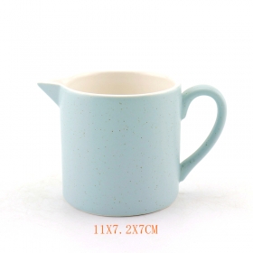 Blue and Pink Speckle White Ceramic Milk Pitcher