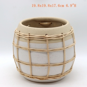 Decorative Stoneware Woven Indoor Plant Pot Vase